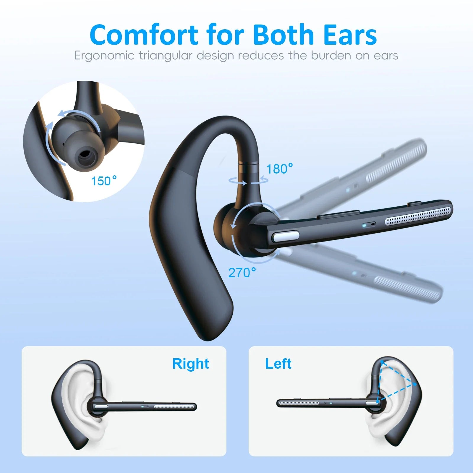 SmartConnect Bluetooth Earpiece with Dual Microphones – Noise Reduction for Effortless Calls