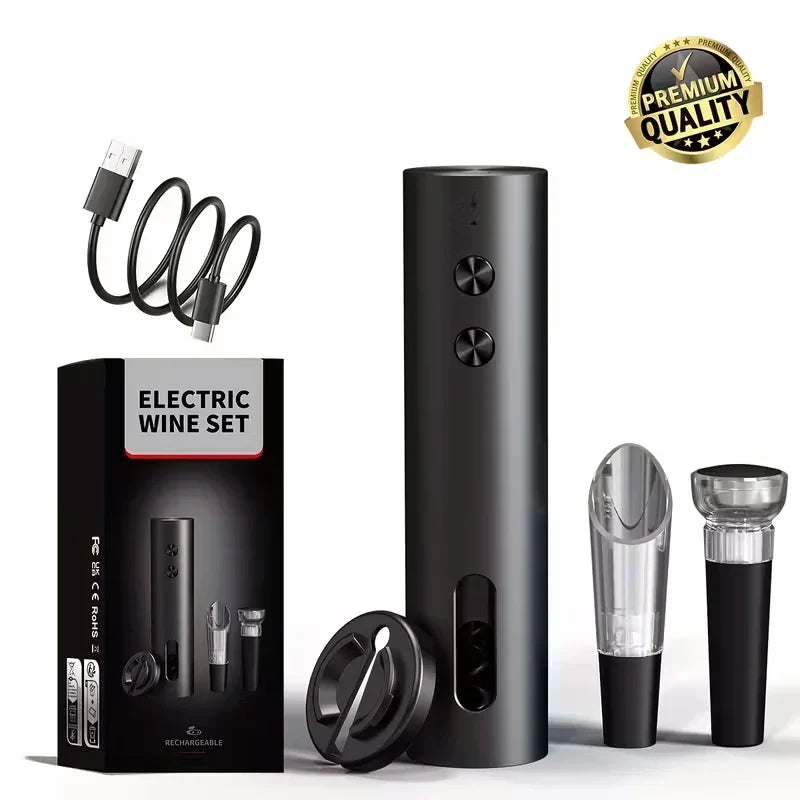 Effortless Wine Opening Set – Rechargeable Electric Corkscrew