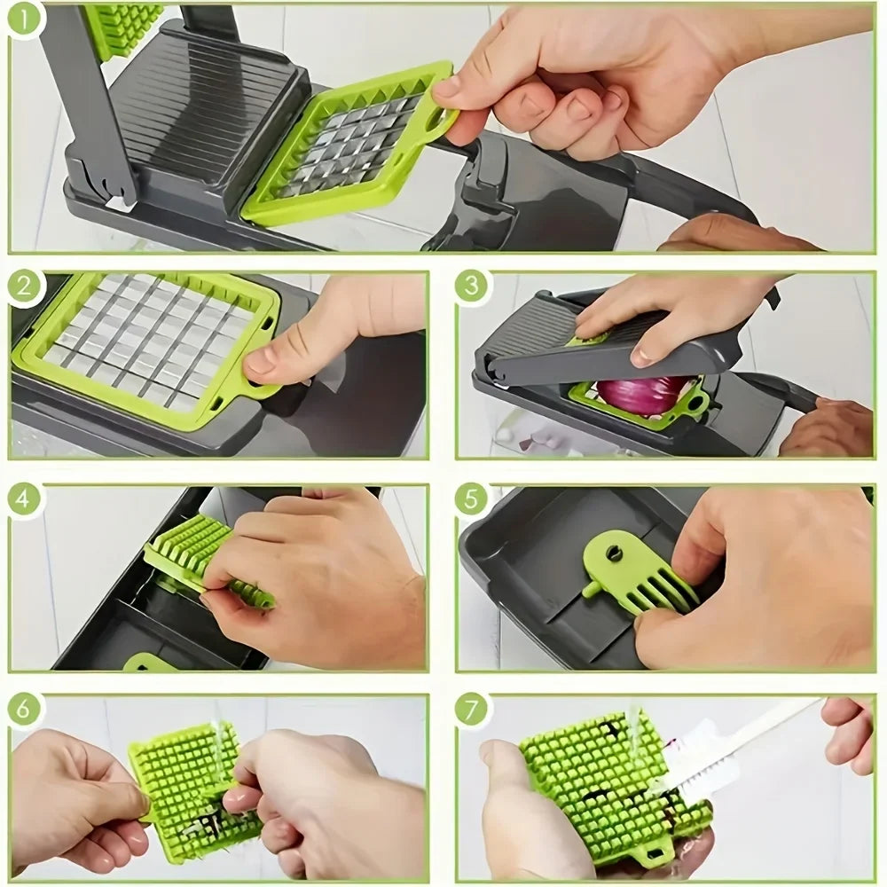 VersaChop 16-in-1 Manual Vegetable Prep Tool with 8 Blades