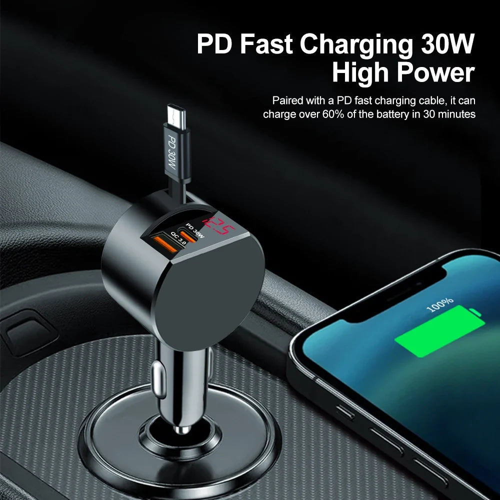 VersaCharge 3-in-1 Compact Car Charger with Rapid Charge Technology