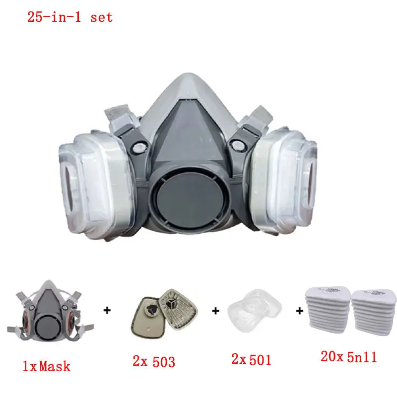 ClearGuard Half-Face Respiratory Mask with Particle Filters & Safety Eyewear