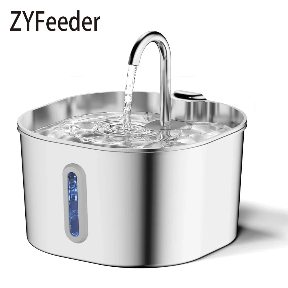 HydraFlow 2.2L Stainless Steel Cat Water Fountain | Automatic Hydration Solution