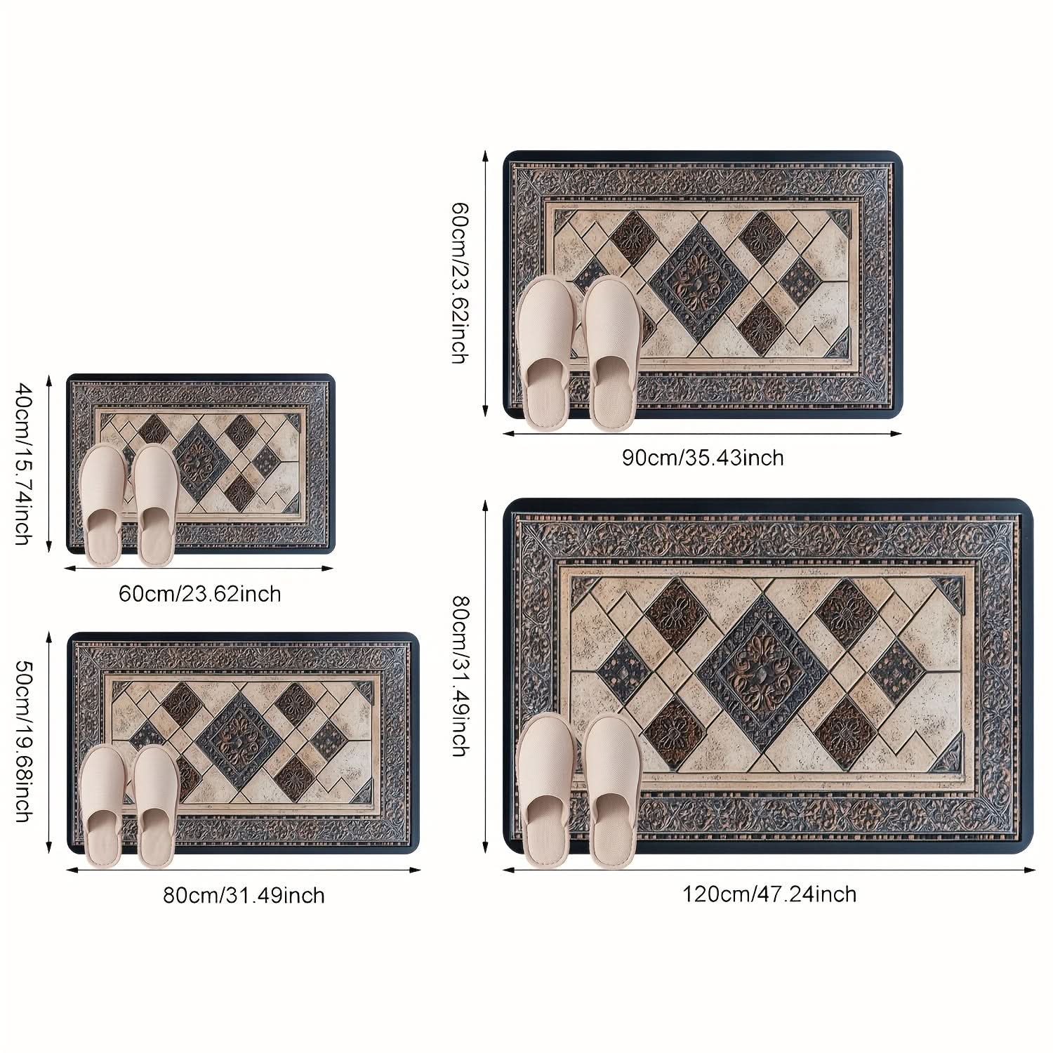 Modern Washable Geometric Border Entry Mat for Busy Homes
