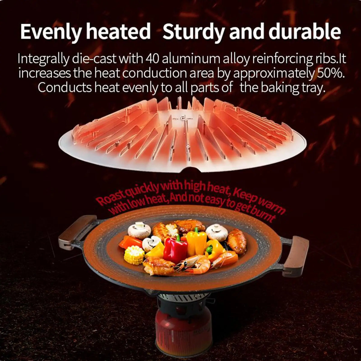 Aluminium Camping and BBQ Grill Pan with Handles – Portable Design