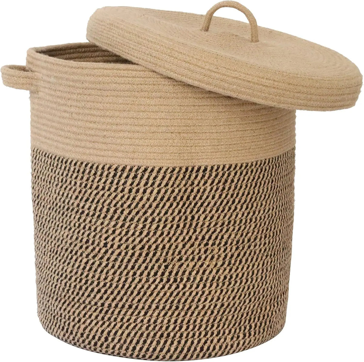60L Storage Basket with Lid – Woven Cotton Laundry Organizer