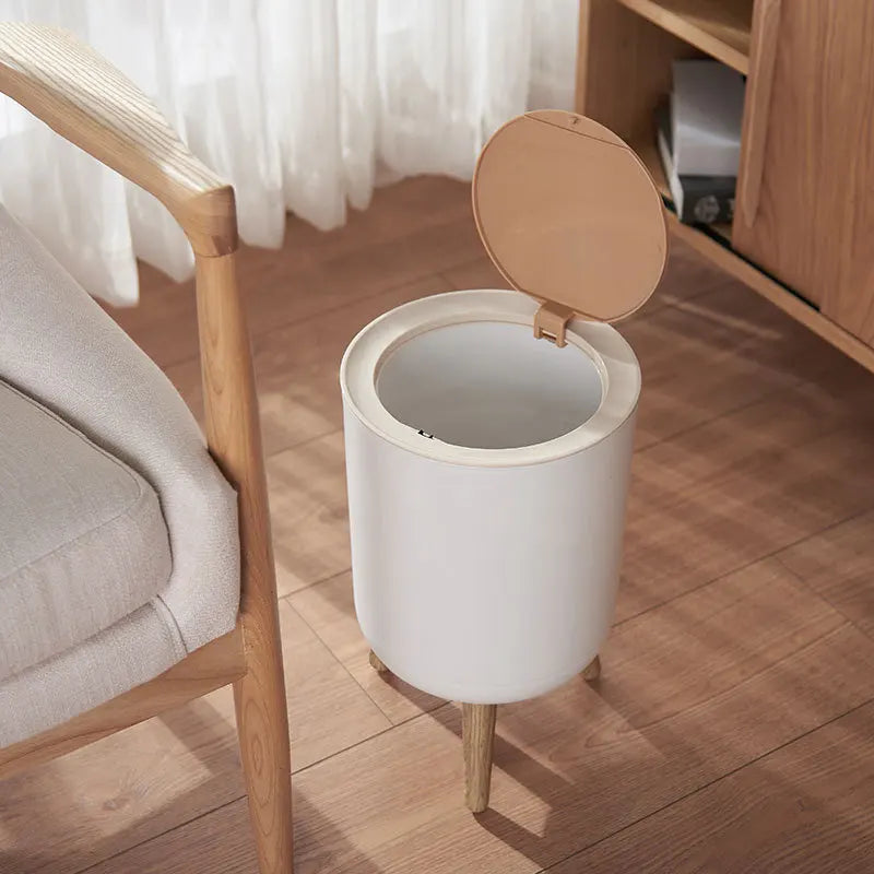 Eco-Friendly Wooden Trash Bin with Press Top Lid