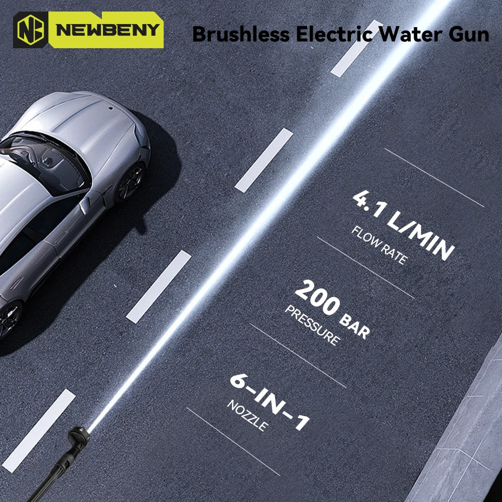 PowerJet 200Bar Multi-Function Car Wash Gun – 6 Spray Options & 5M Hose