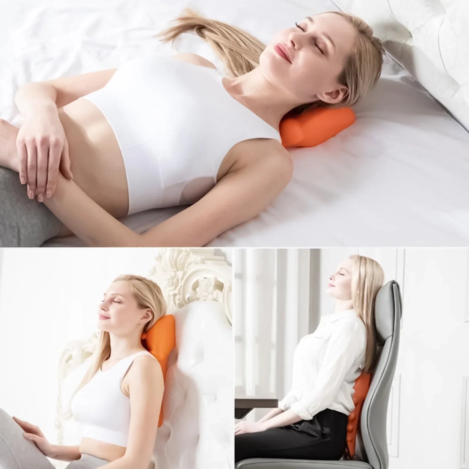 NeckEase Adjustable Cervical Support Brace with Stretch & Massage