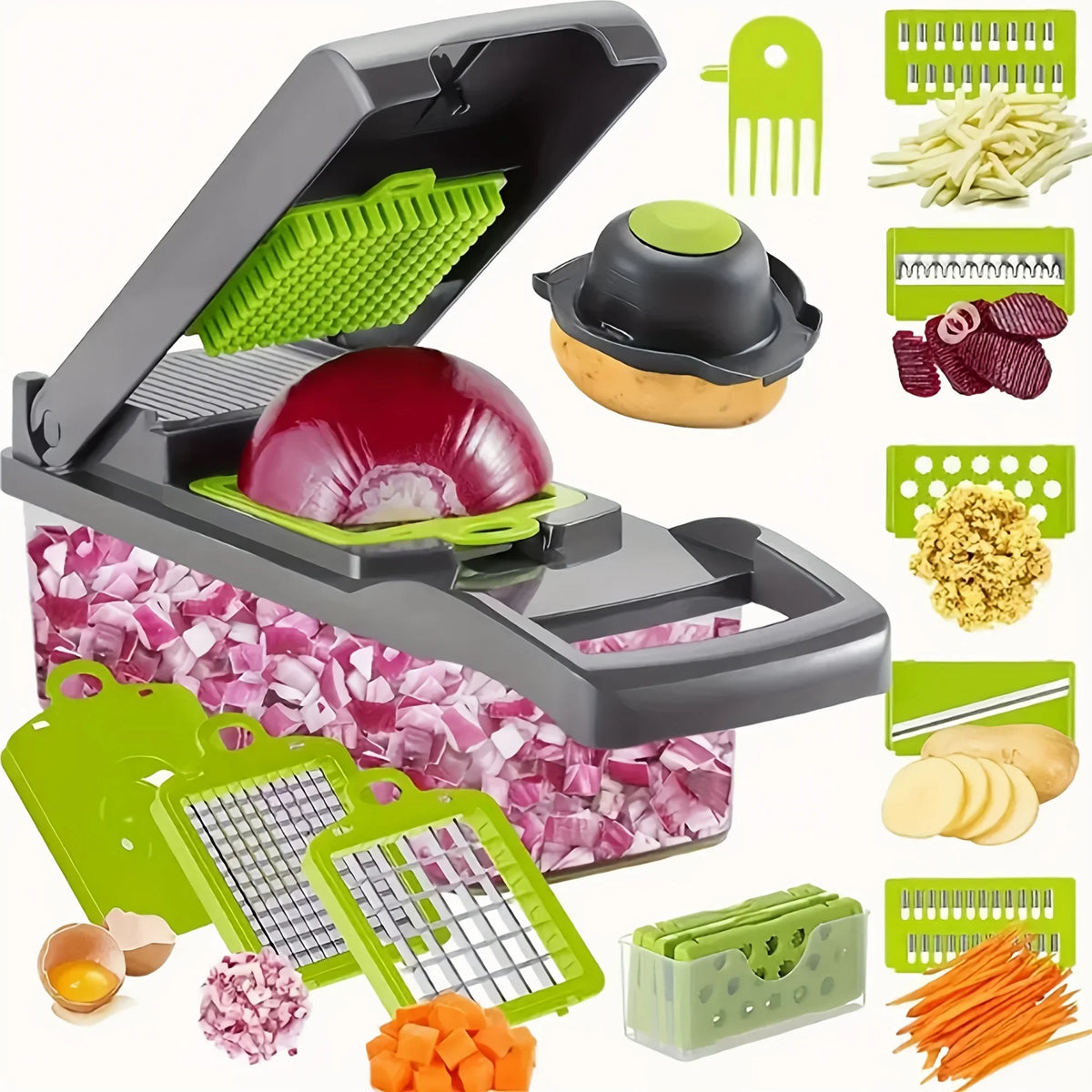 VersaChop 16-in-1 Manual Vegetable Prep Tool with 8 Blades