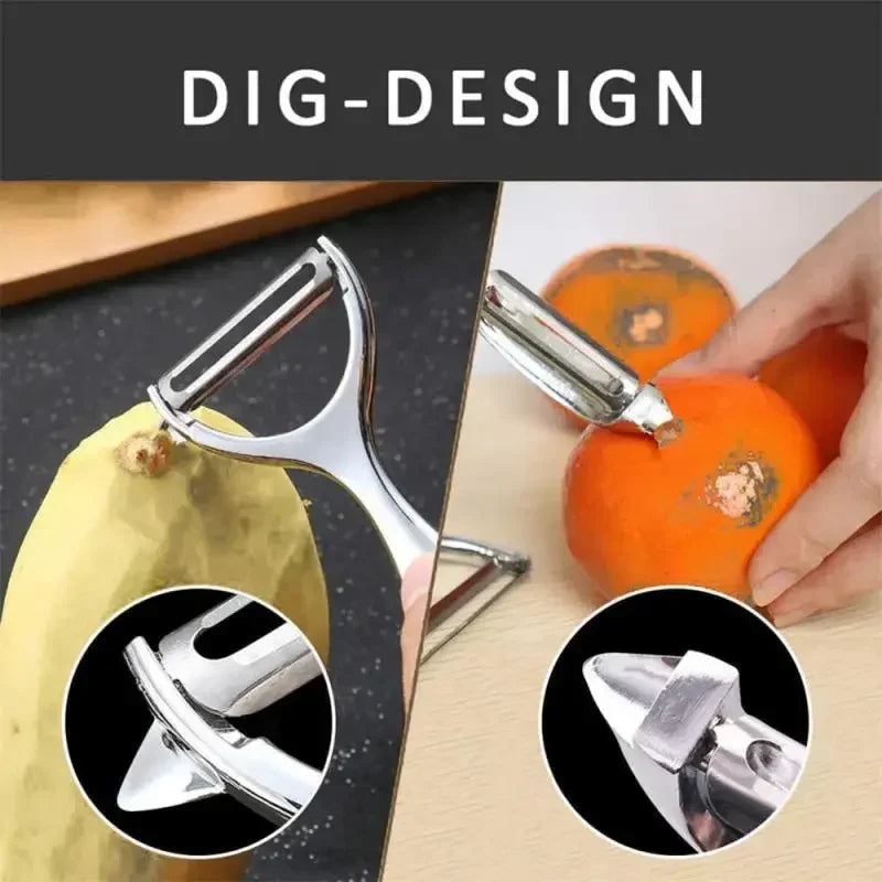Dual-Function Stainless Steel Peeler & Grater for Effortless Prep