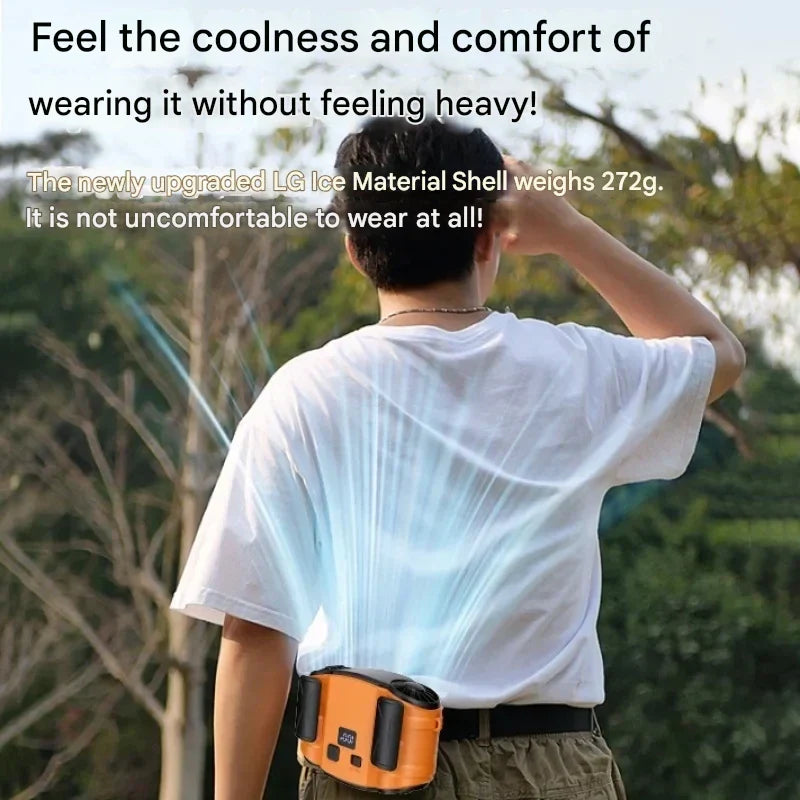Neck and Waist Fan with Dual Air Outlets for Outdoor Use