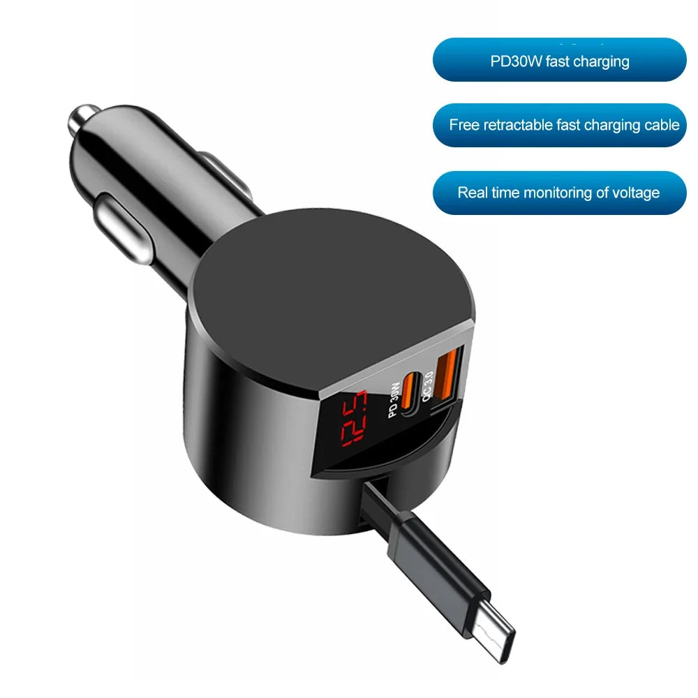 VersaCharge 3-in-1 Compact Car Charger with Rapid Charge Technology