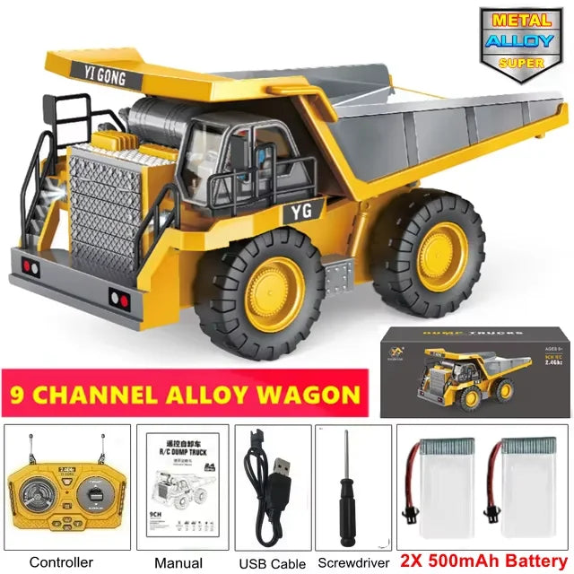 Alloy 4WD Remote-Controlled Excavator & Dump Truck Set