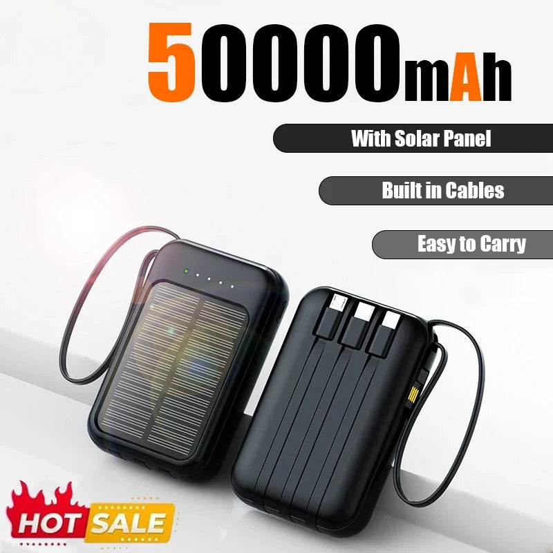 SolarMax 50000mAh Power Bank – Versatile Charger with LED Light & USB-C