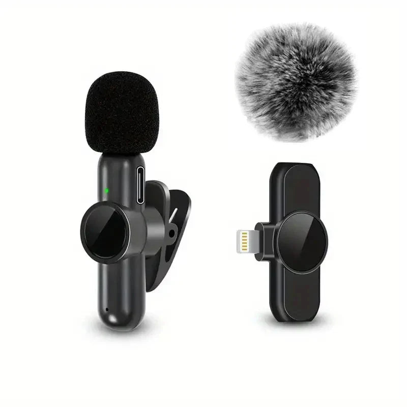 SonicWave Mini Wireless Lapel Microphone with Windshield & Battery