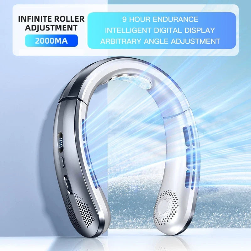 BreezeBand Rechargeable Hands-Free Neck Fan | 8000mAh Portable Cooling Solution