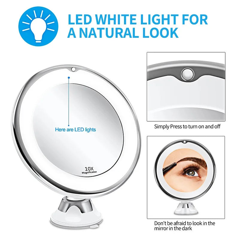 LuxeView 10X Illuminated Touchscreen Makeup Mirror – Rechargeable & Adjustable Brightness