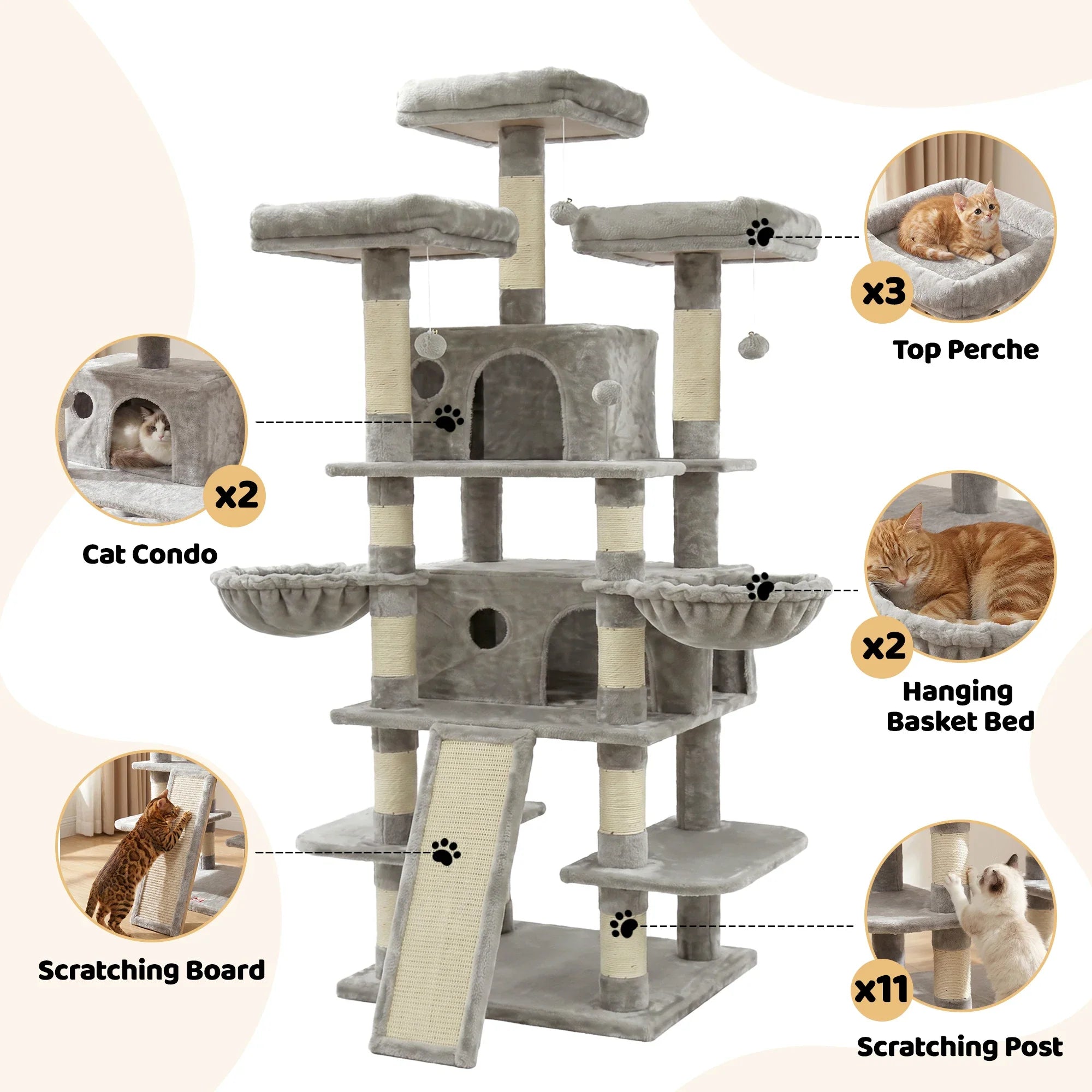 Feline Haven 4-Level Cat Tower | Spacious Indoor Climbing Structure