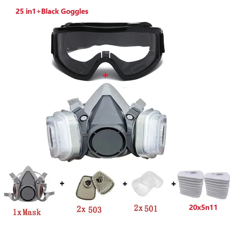 ClearGuard Half-Face Respiratory Mask with Particle Filters & Safety Eyewear