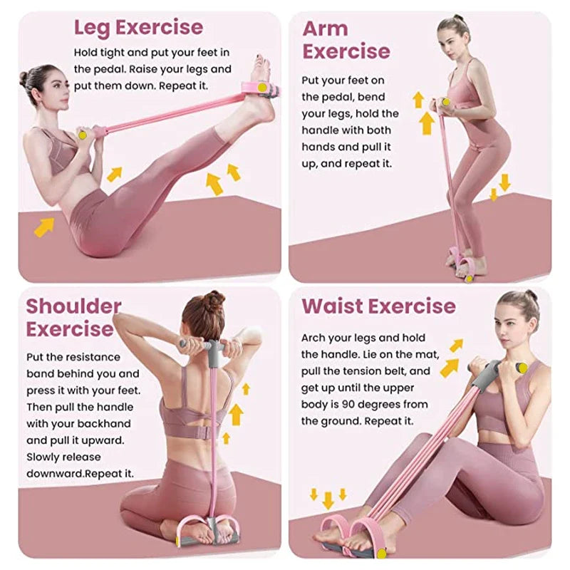 Versatile 4-Tube Elastic Bands for Comprehensive Strength Training