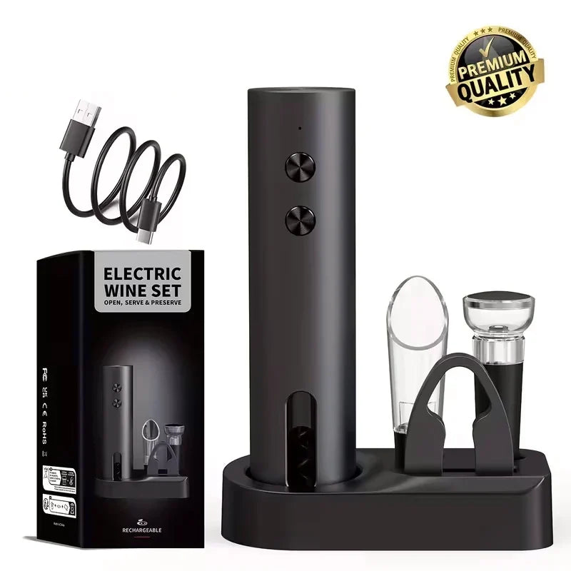 Effortless Wine Opening Set – Rechargeable Electric Corkscrew