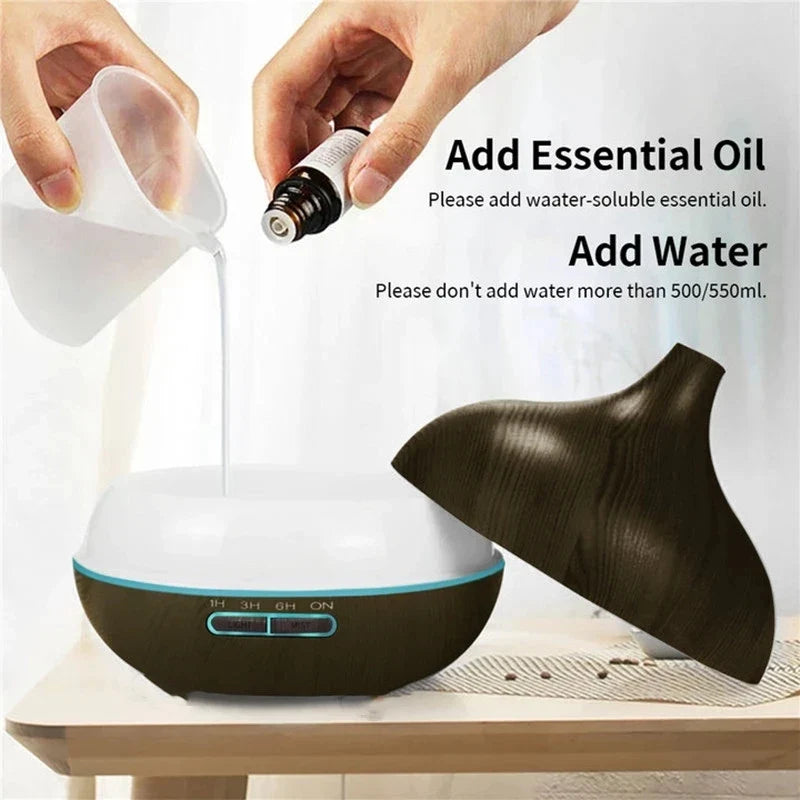 AromaGlow 550ML Aroma Diffuser with Remote & Colorful LED Lights