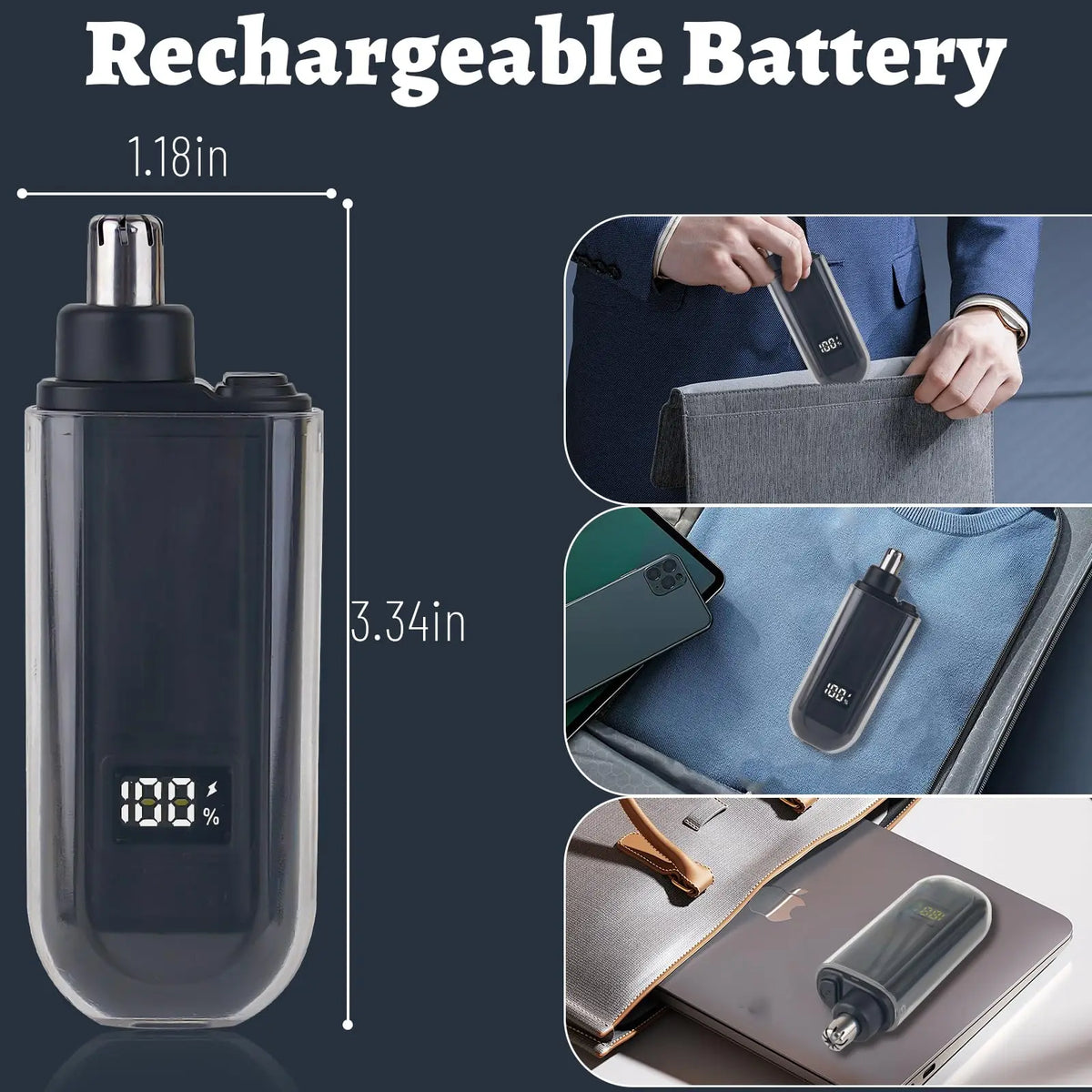 EazyTrim Rechargeable Nose & Ear Hair Trimmer – Compact Grooming Tool