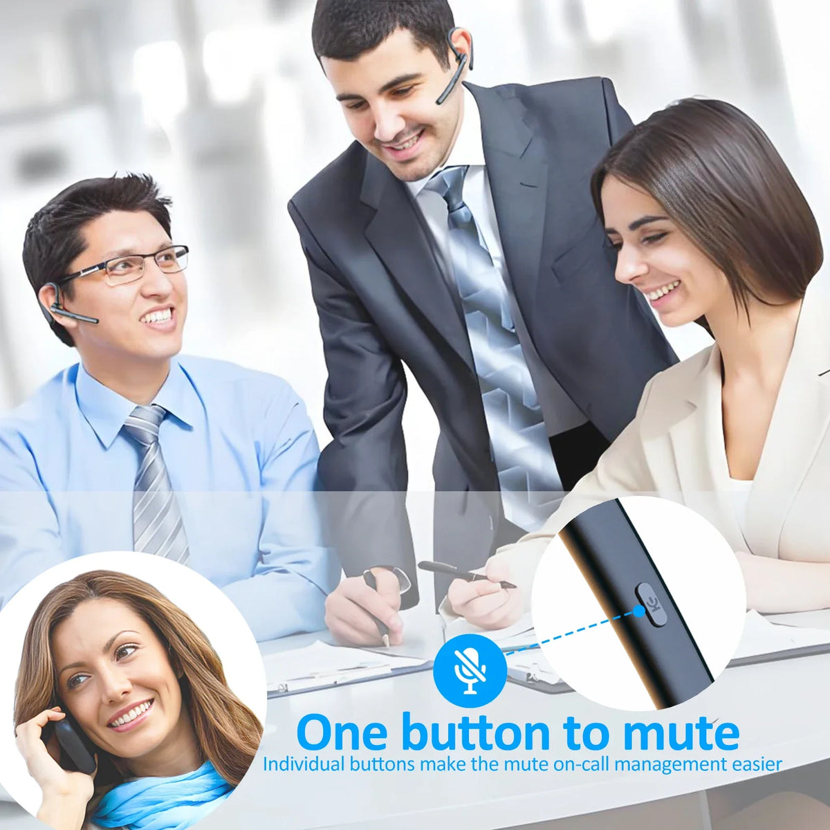 SmartConnect Bluetooth Earpiece with Dual Microphones – Noise Reduction for Effortless Calls
