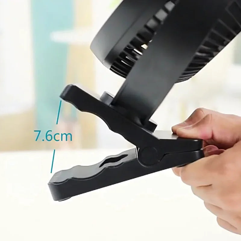 Clip-On USB Rechargeable Fan with 10000mAh Battery – Portable Design