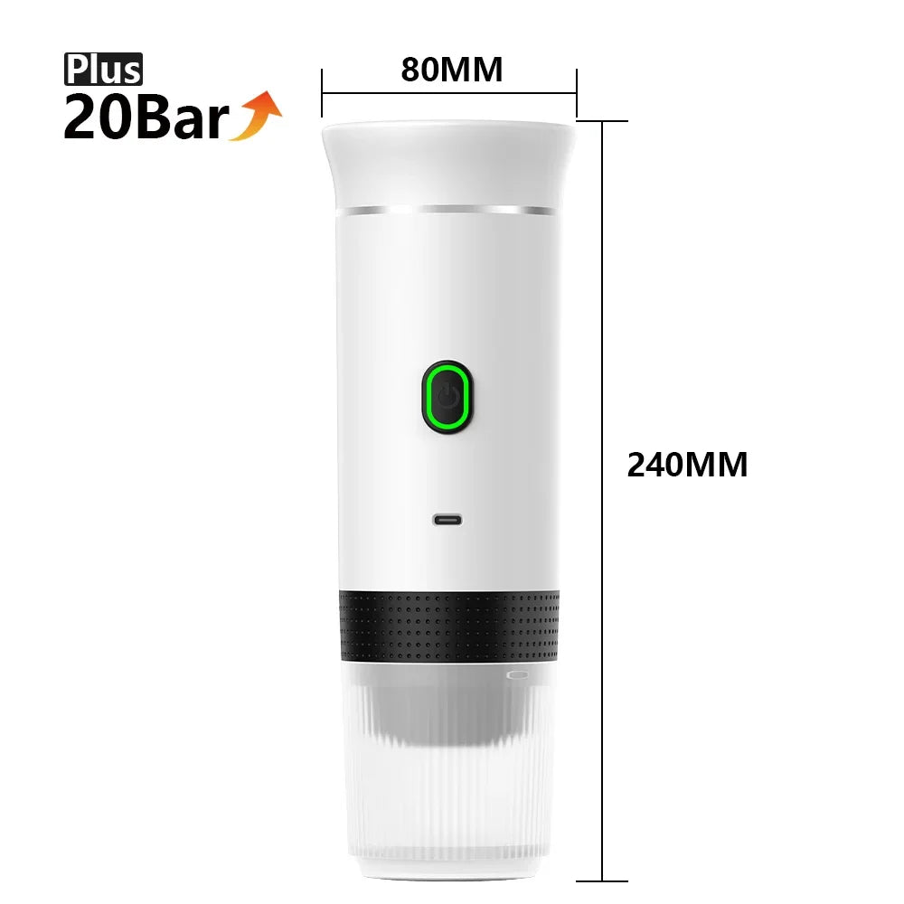 Compact Wireless Espresso Brewer | 20-Bar Pressure & USB Rechargeable