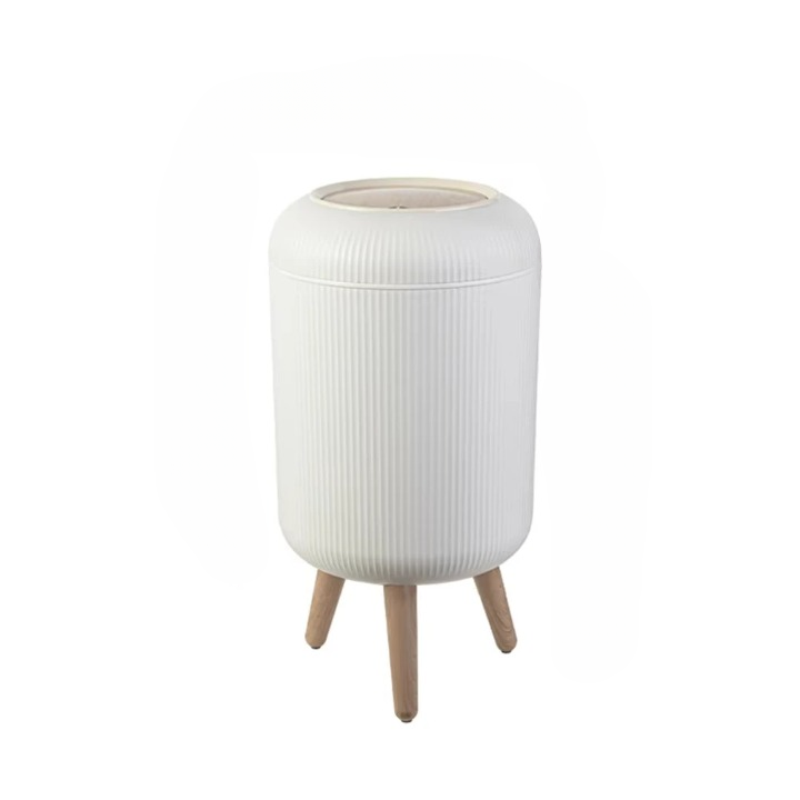 Eco-Friendly Wooden Trash Bin with Press Top Lid