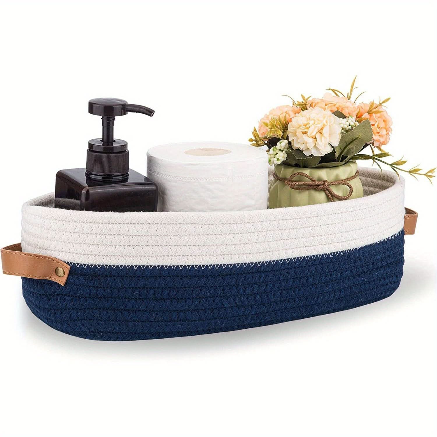 Chic Oval Woven Basket for Effortless Bathroom Storage