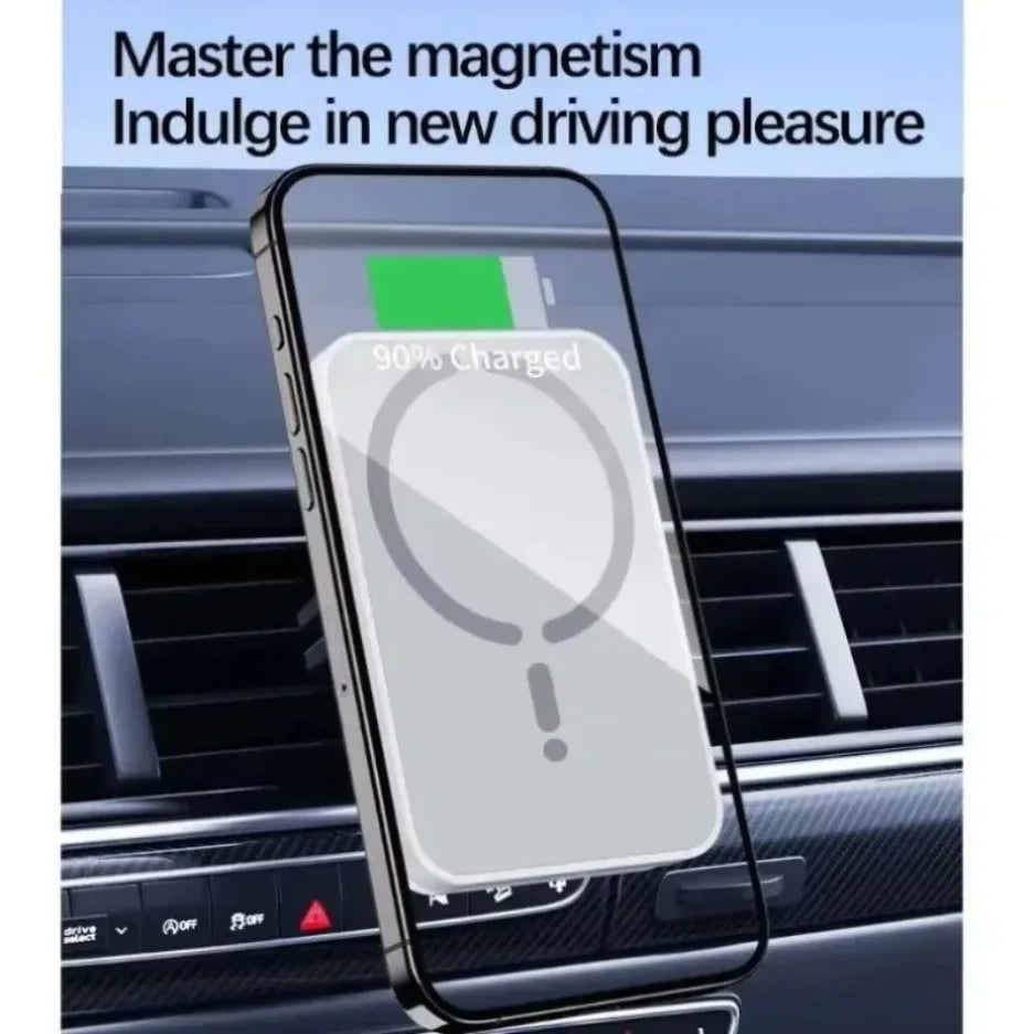 MagnaCharge Wireless Car Mount | 15W Fast Charging Air Vent Holder for iPhone 17, 16, 15, 14, 13 & 12 Series