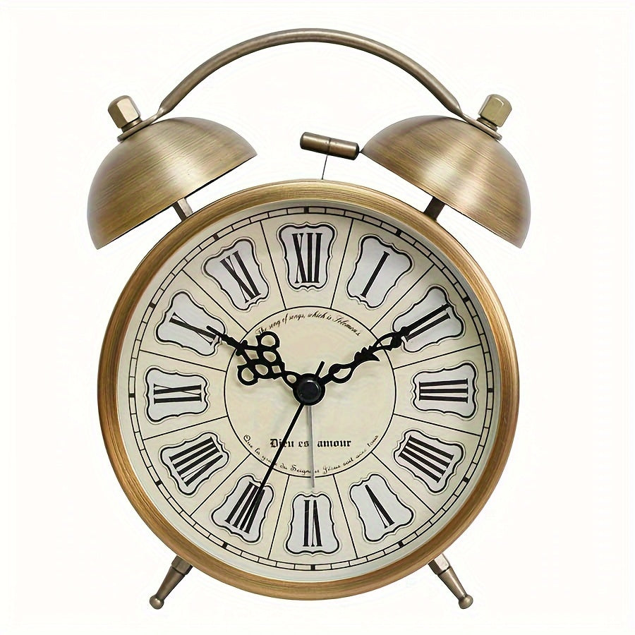 Elegant Twin Bell Alarm Clock with Luminous Hands