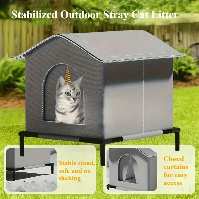 PawHaven Portable Cat Retreat – Weatherproof Foldable Shelter with Cooling Mat