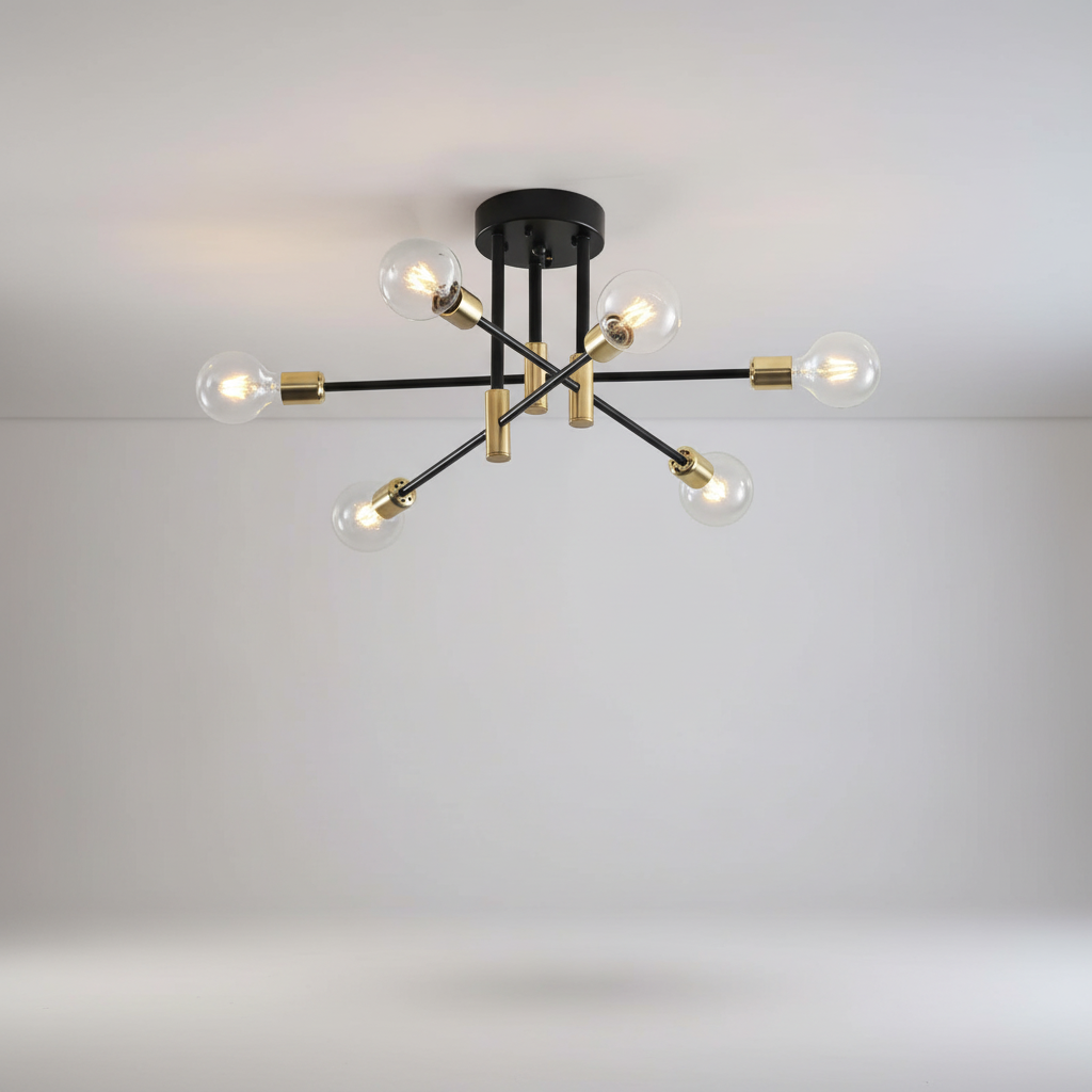 Elegant Black and Gold Chandelier - Luxurious Lighting Fixture