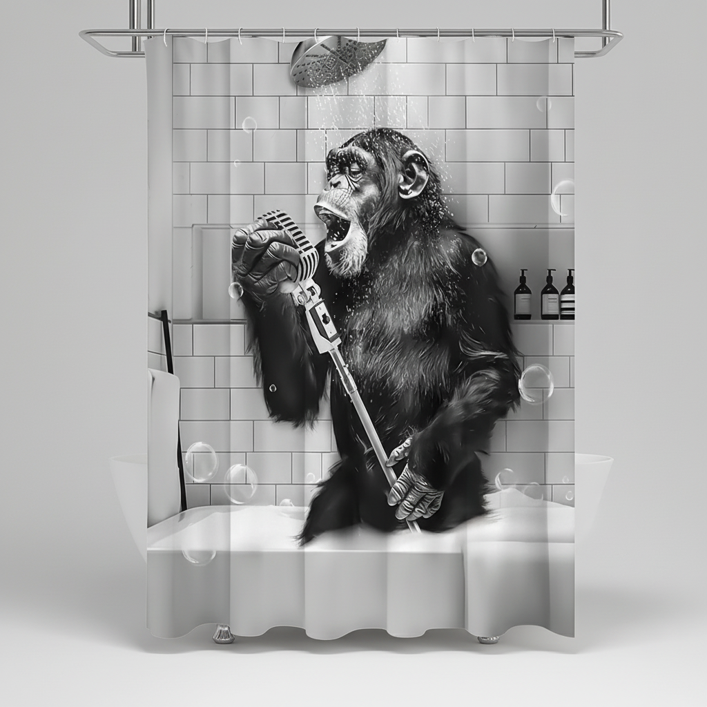 Monochrome Patterned Bath Curtain
