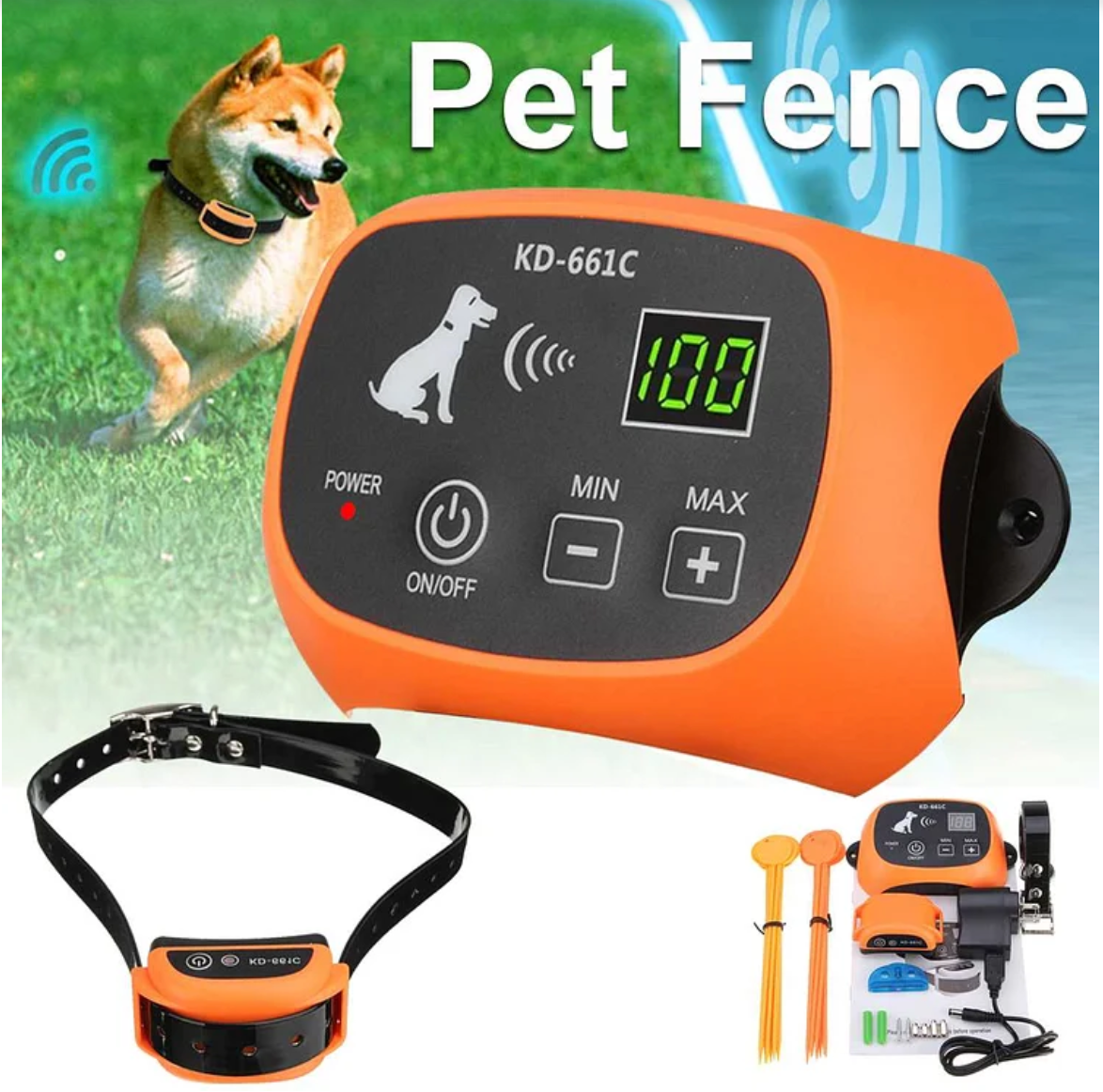 Smart Wireless Pet Containment System with Rechargeable Collar