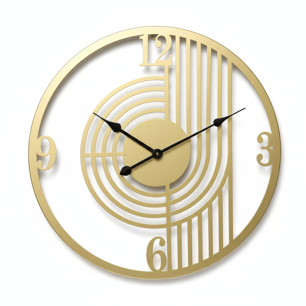 Gilded Harmony – 40cm Silent 3D Iron Wall Clock for Chic Interiors