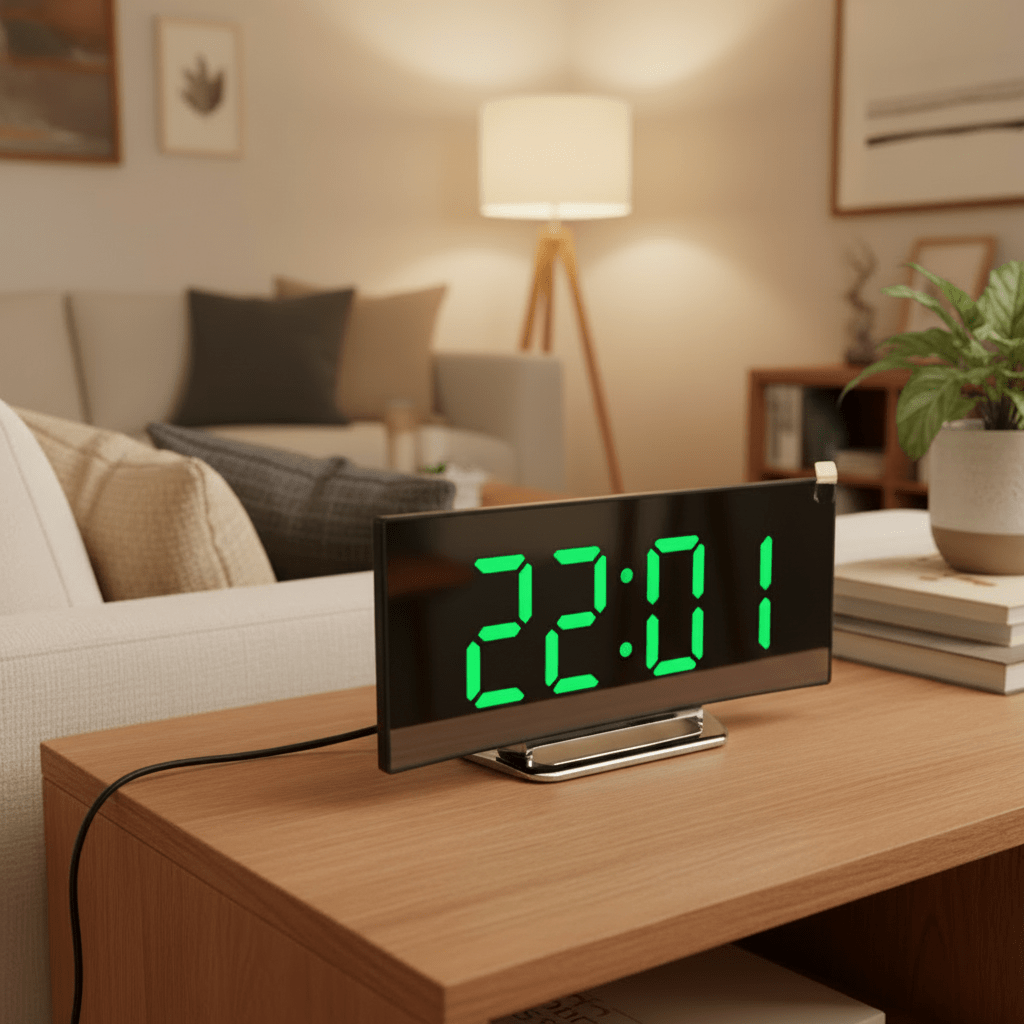 Sleek Alarm Clock with LED Display for Peaceful Mornings