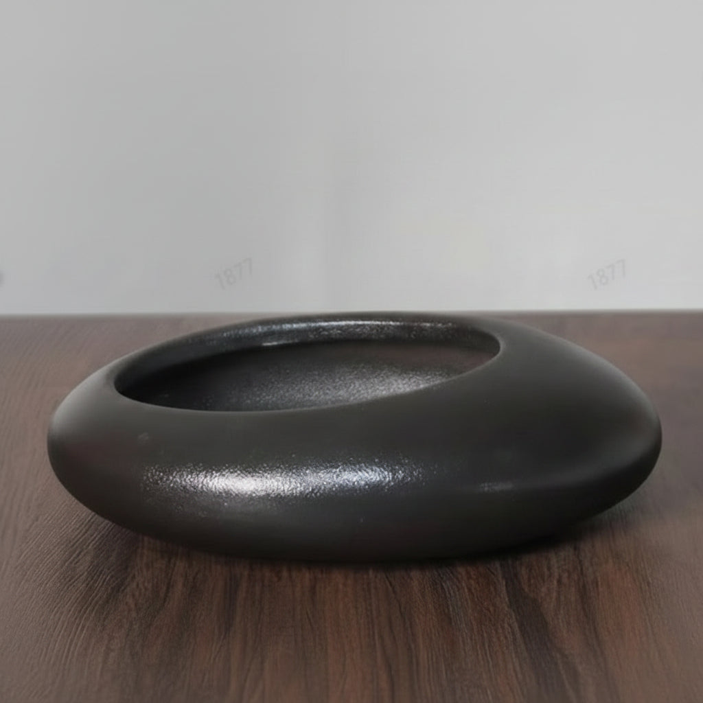 SereneStone – Artistic Shallow Ceramic Planter for Bonsai