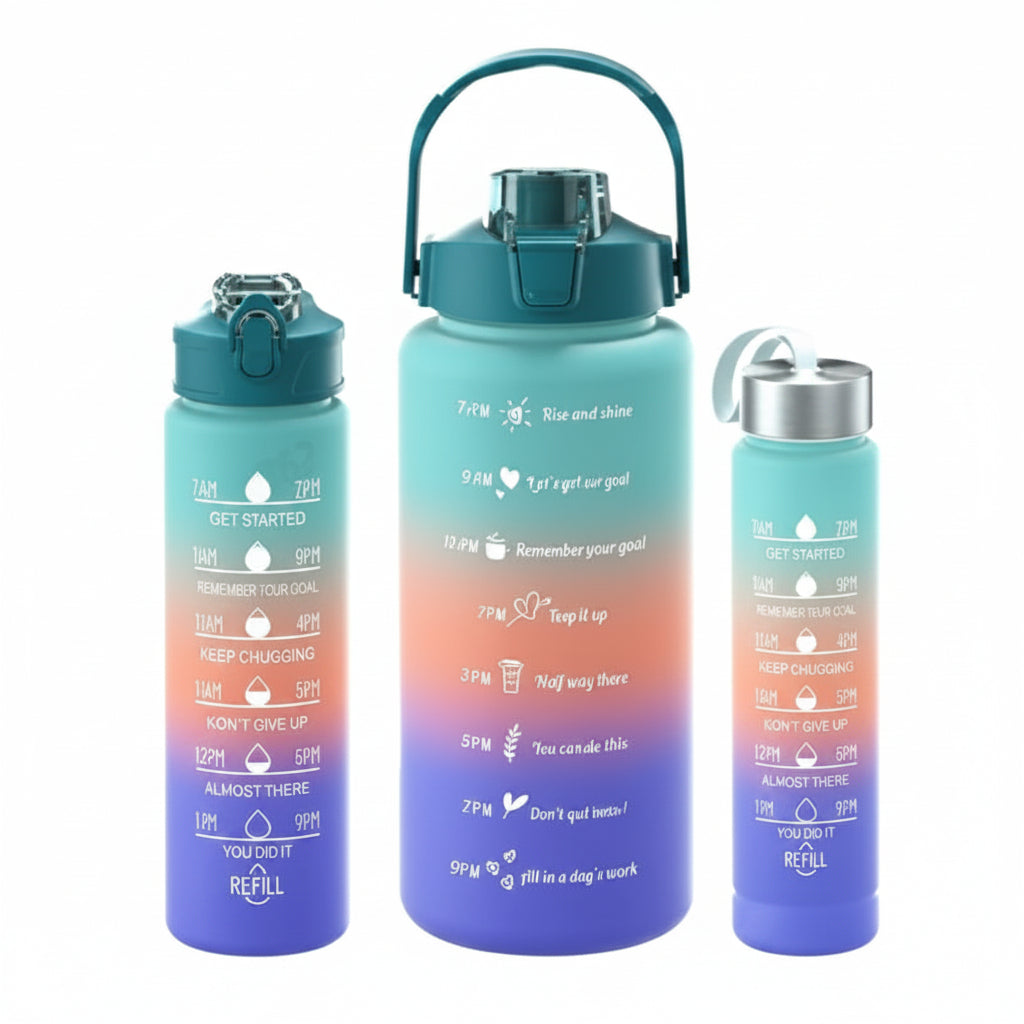 AquaGlow – Stylish Gradient Water Bottle with Straw