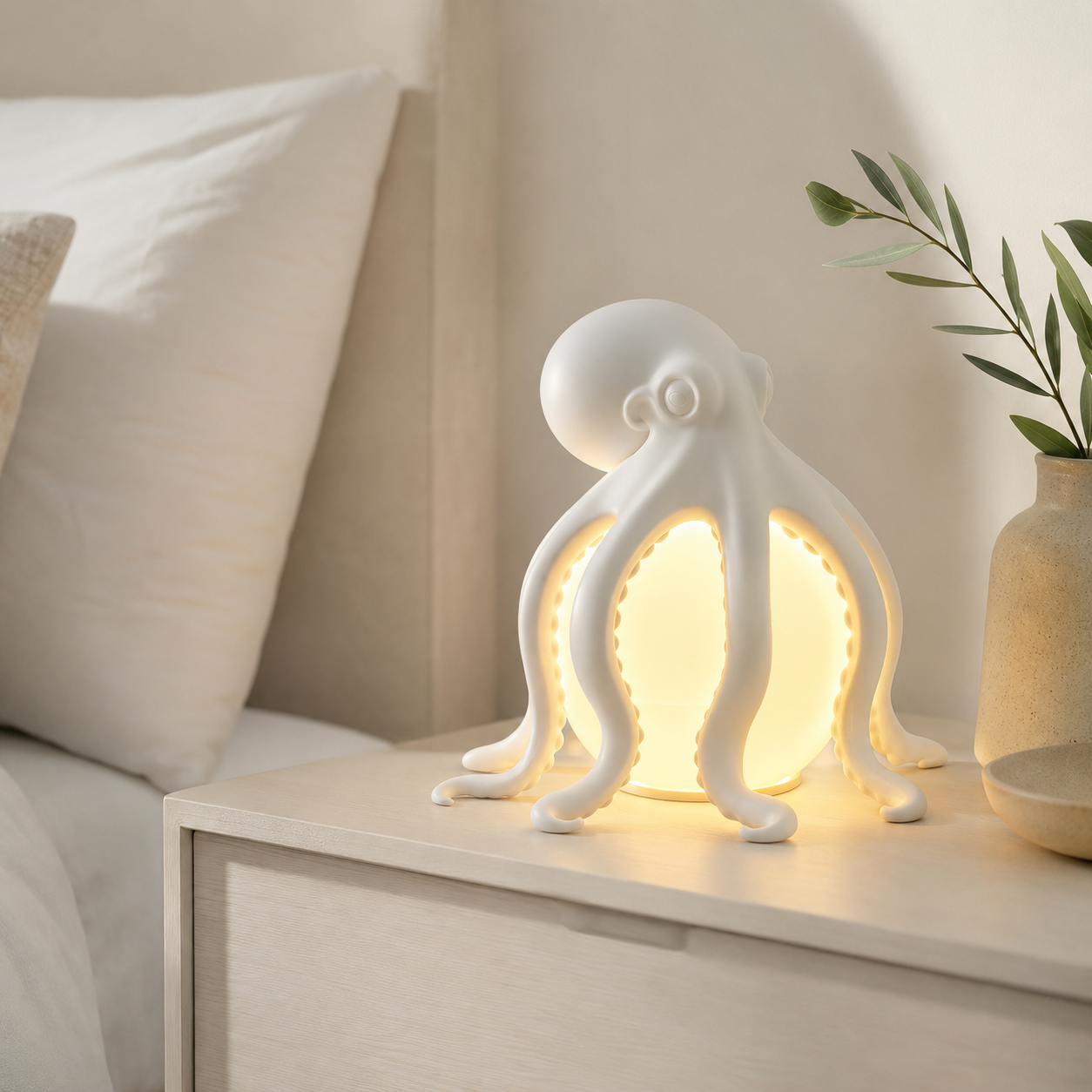 Sculpted Sea Creature Table Lamp with Warm LED Glow