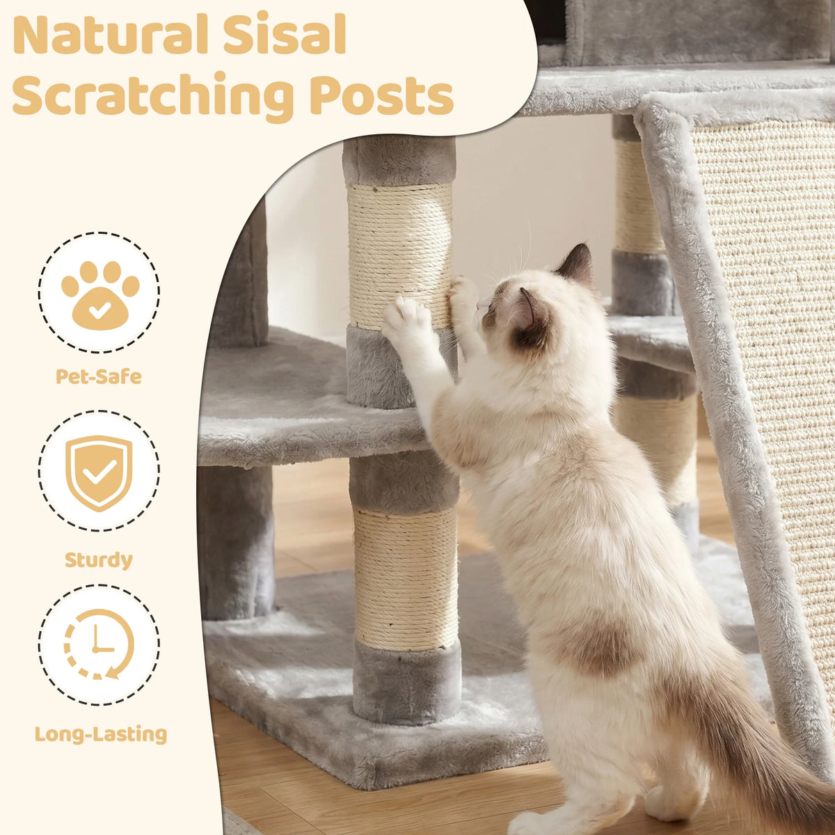 Feline Haven 4-Level Cat Tower | Spacious Indoor Climbing Structure