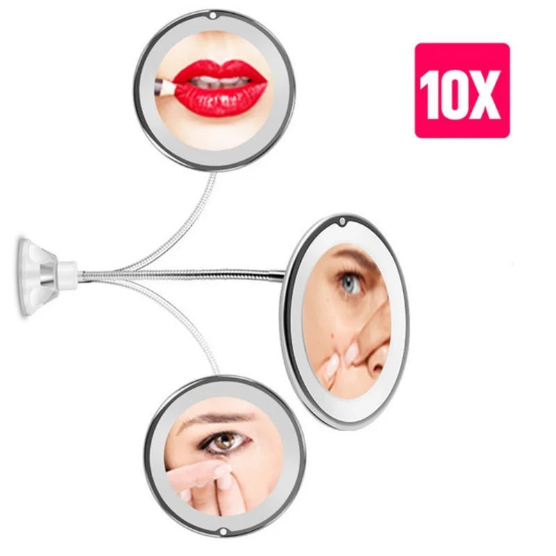 LuxeView 10X Illuminated Makeup Mirror with Adjustable Arm