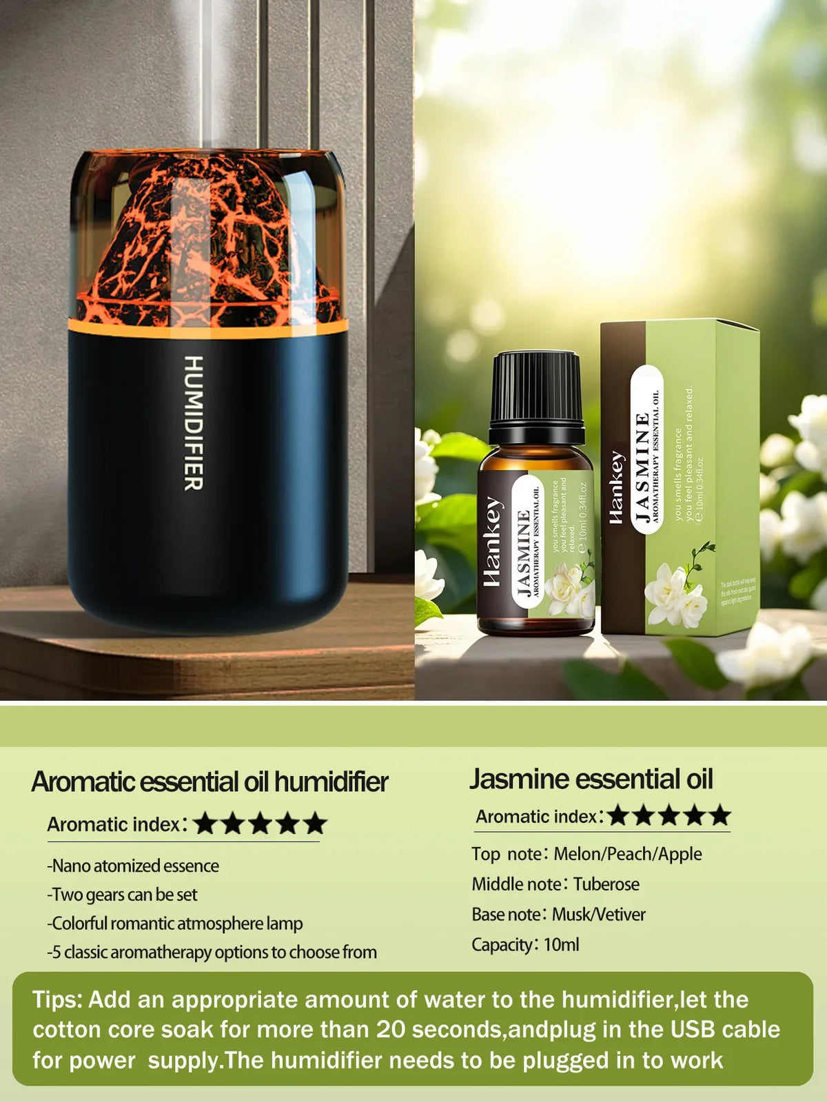 AromaWave Volcano Mist Diffuser & Humidifier with Light