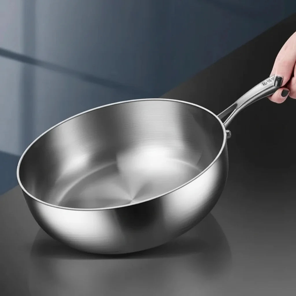 BoldChef – Deep Stainless Steel Frying Pan for Everyday Cooking