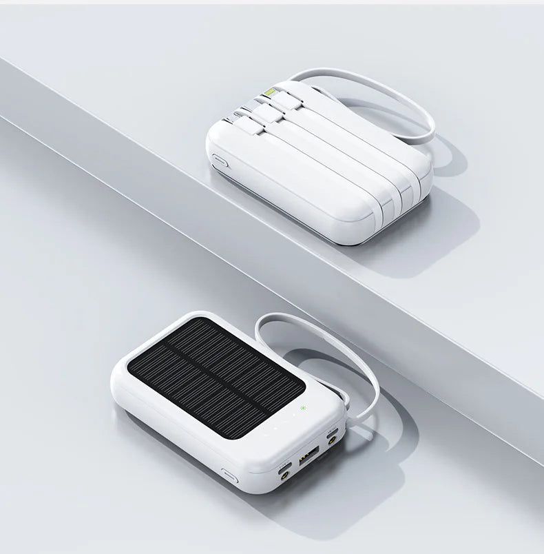 EcoCharge 200000mAh Solar Power Bank with Integrated Cables