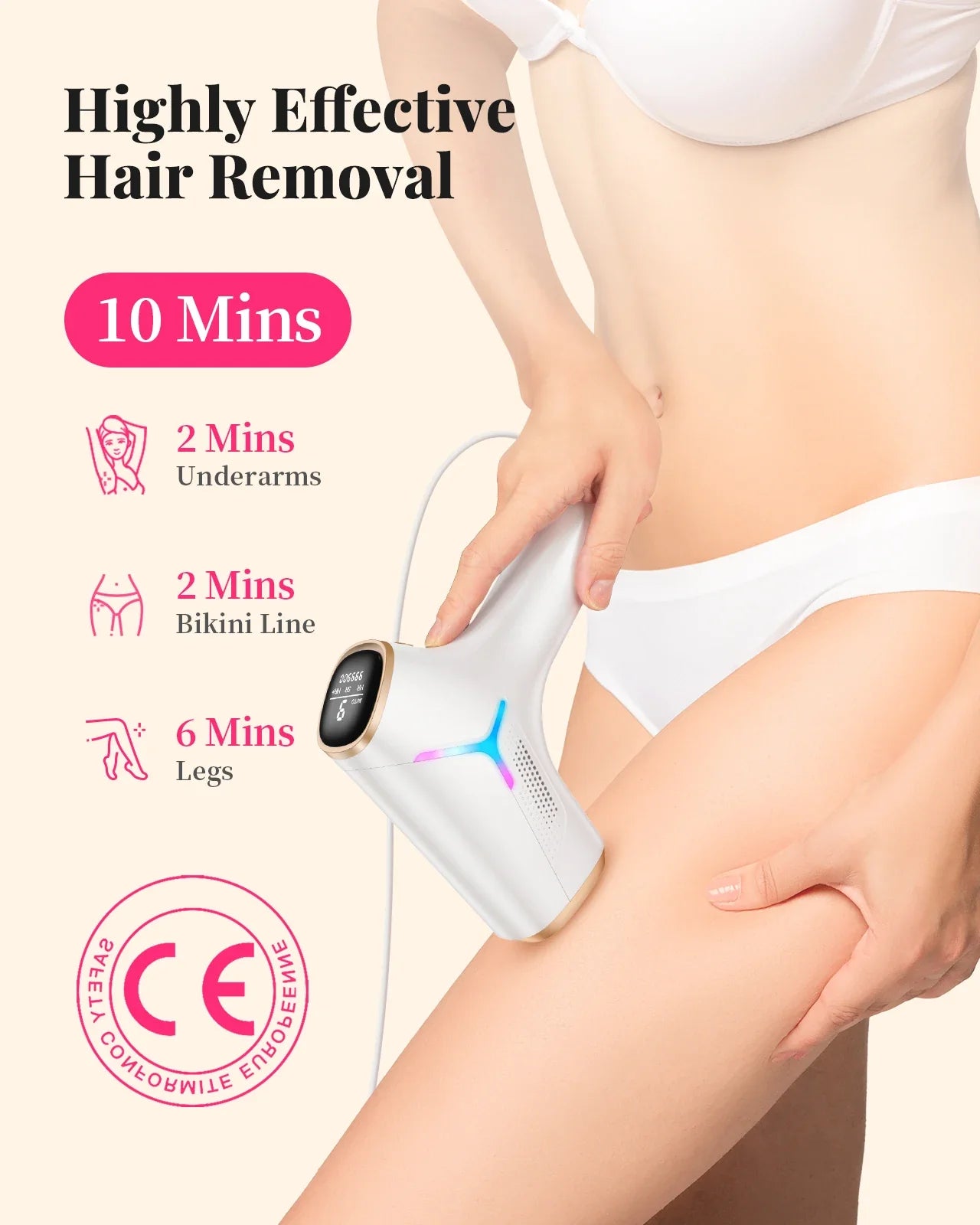 LuminEase IPL Hair Removal System with 990,000 Flashes – At-Home Hair Remover for Face & Body with Trimmer Accessory