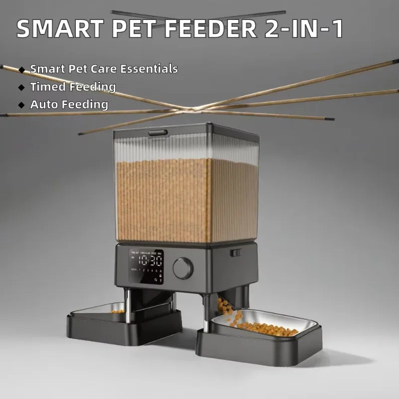 PetEase Smart Food Dispenser – 5L Dual Bowl Feeder for Cats and Dogs